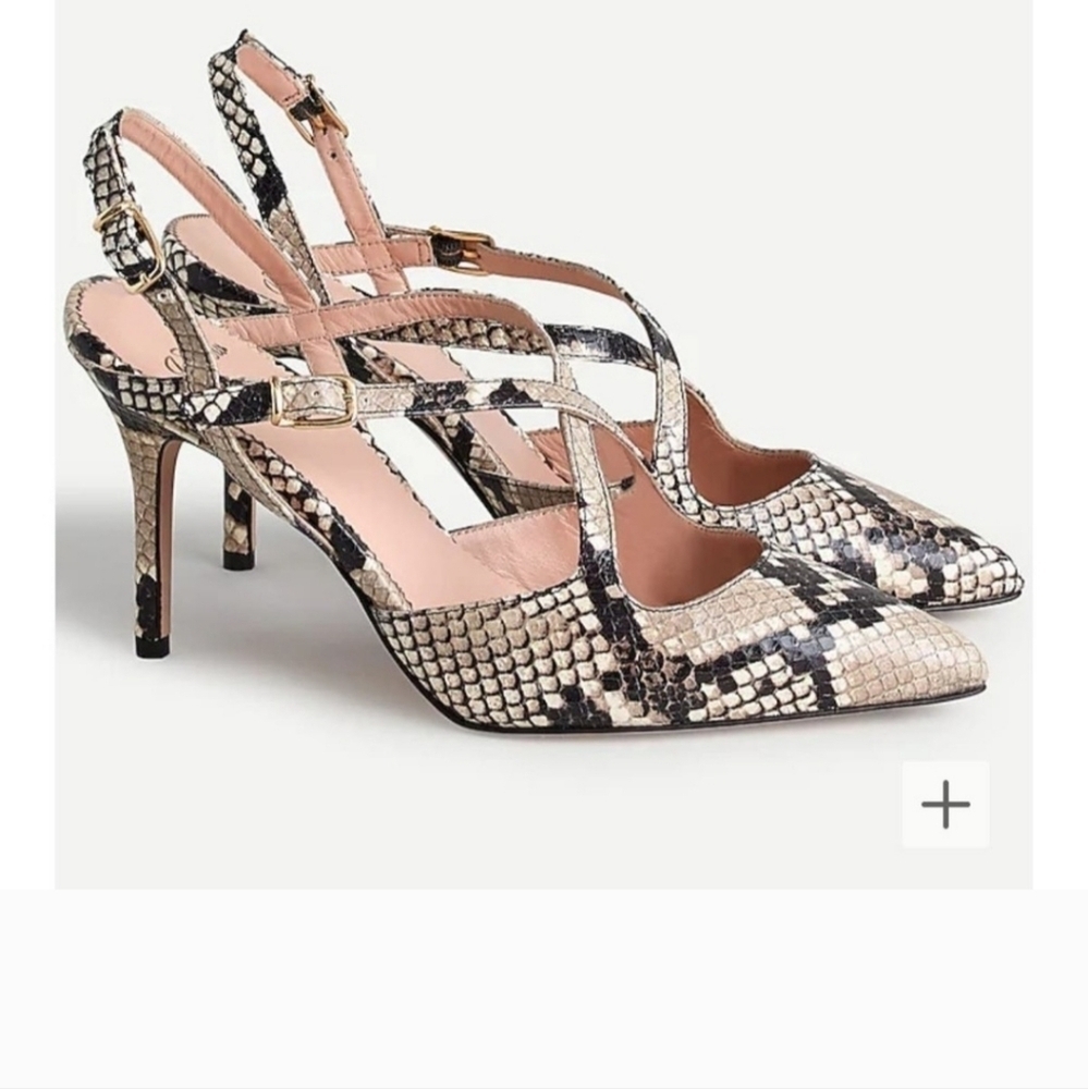 NWOB J. crew Elsie women's snakeskin- embossed leather strappy sandals 8M